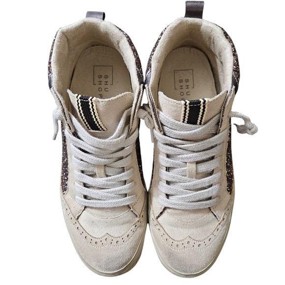 SHUSHOP Sneakers The Riley Pewter Glitter Size 7.5 Worn Once - Picture 3 of 7